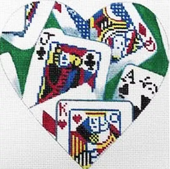 Patti Mann Needlepoint – Playing Cards Heart Ornament