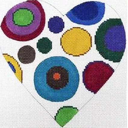 Patti Mann Needlepoint – Polka Dots Heart Ornament