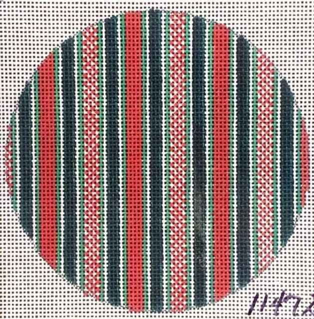 Patti Mann Needlepoint – Red White Green Stripes Ornament