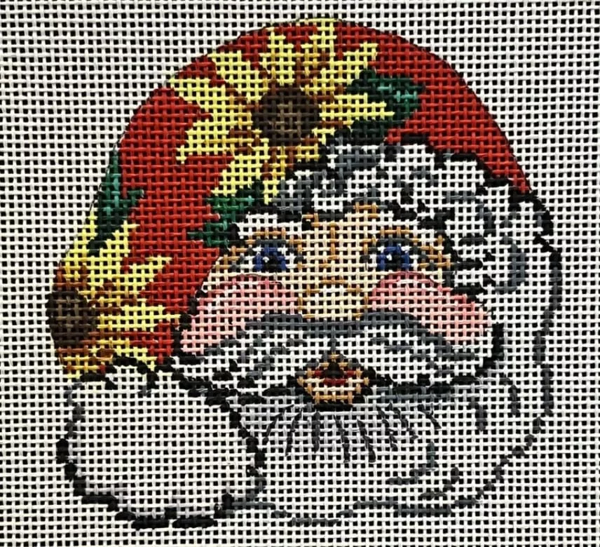 Patti Mann Needlepoint – Santa Face with Sunflower Hat