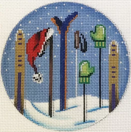 Patti Mann Needlepoint – Skis, Hats and Gloves Ornament