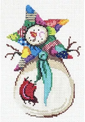 Patti Mann Needlepoint – Snowman Green Tie Ornament