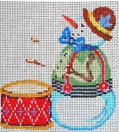 Patti Mann Needlepoint – SnowmanDrums Ornament