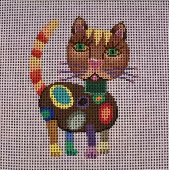Patti Mann Needlepoint – Spotted Cat on Lavender