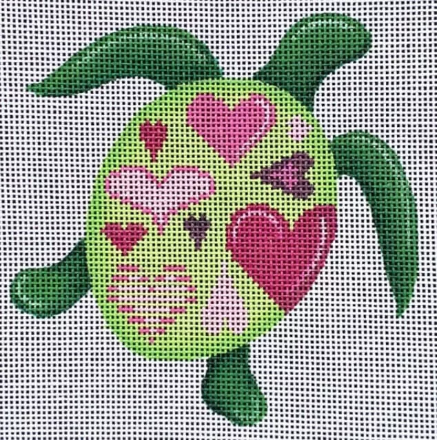 Patti Mann Needlepoint – Turtle with Hearts Ornament