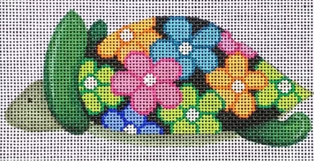 Patti Mann Needlepoint – Turtle with Mod Floral Ornament