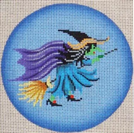 Patti Mann Needlepoint – Wicked Witch on Broom Ornament