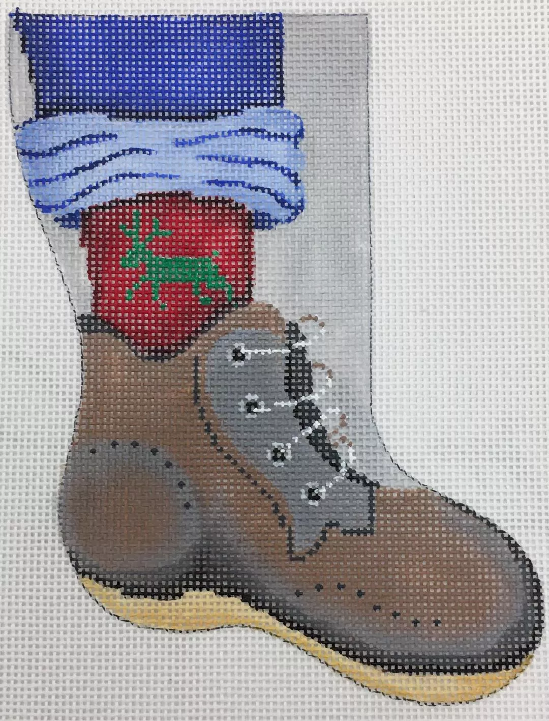 Patti Mann Needlepoint – Work Boot Mini Sock