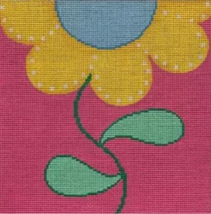 Patti Mann Needlepoint – Yellow Flower on Pink