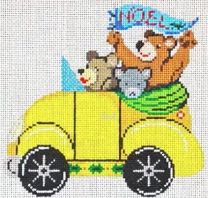 Patti Mann Needlepoint – Yellow VW Bug Ornament