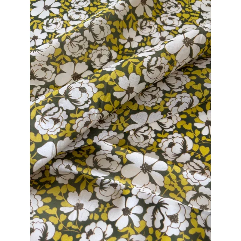 PC AL 011 cotton voile “curry/khaky flowers”