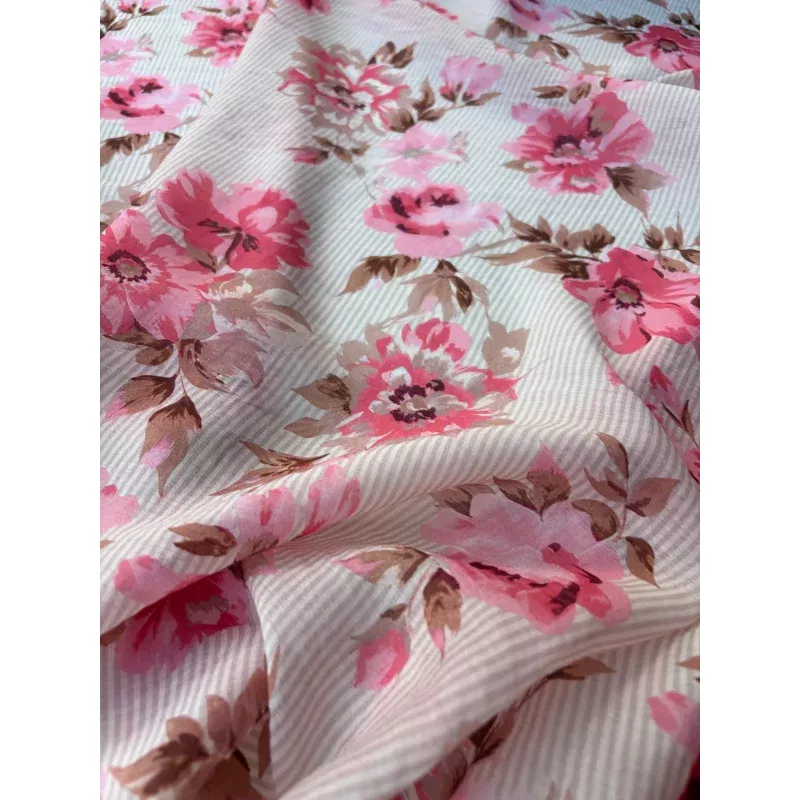 PC HOMER 036 cotton voile stripes and roses