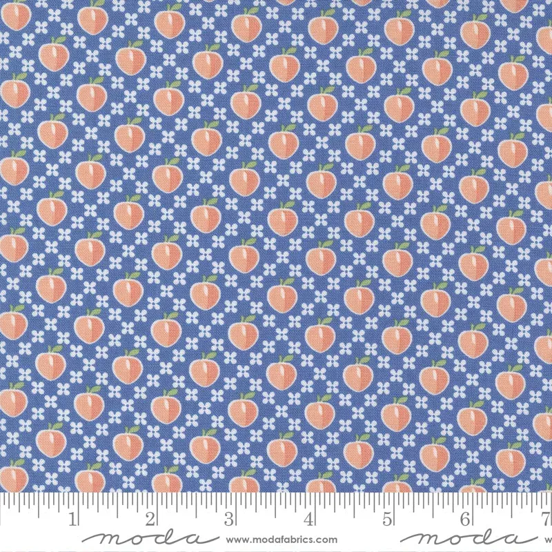 Peachy Keen Cobalt Peaches Yardage by Corey Yoder for Moda Fabrics