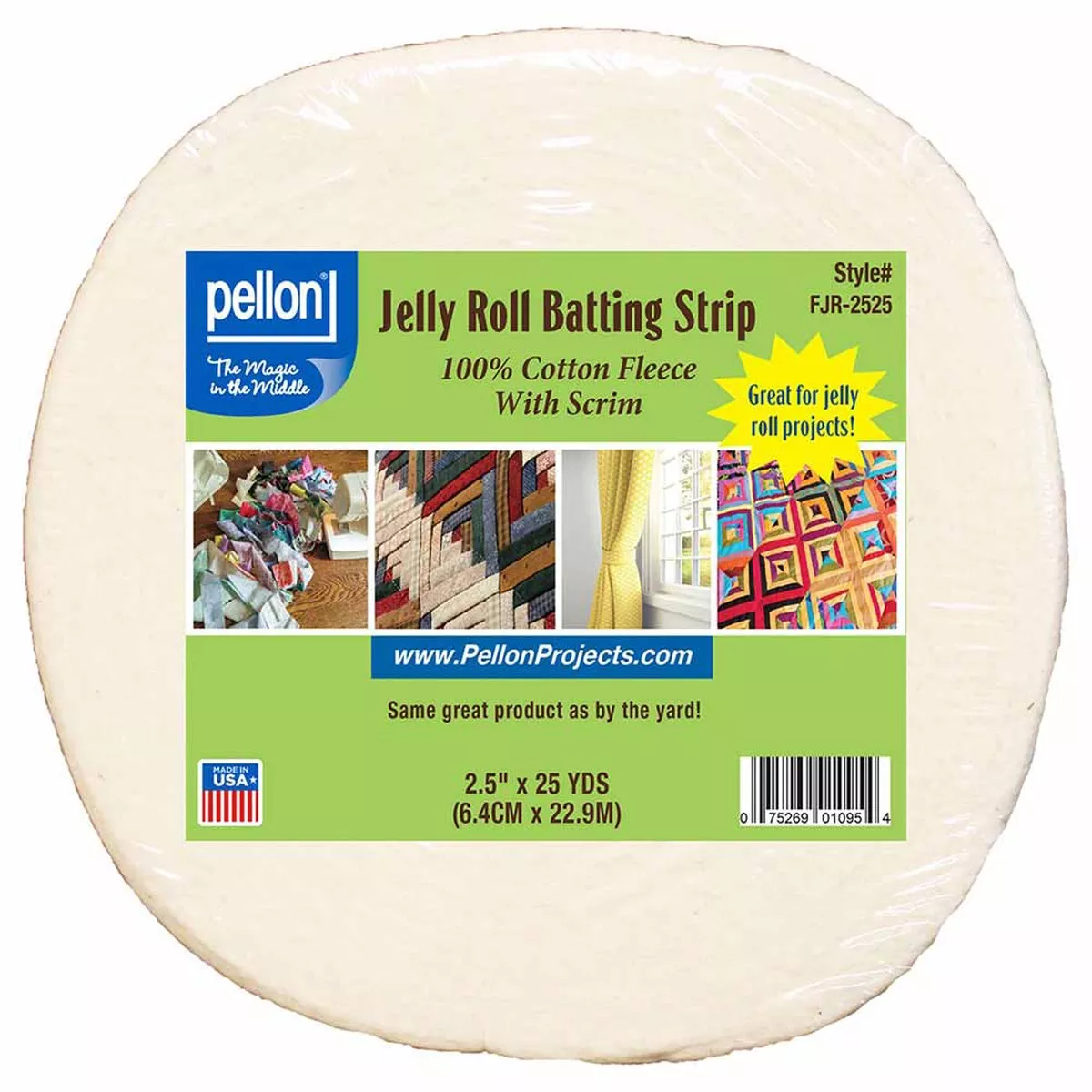 Pellon Cotton With Scrim Jelly Roll Batting 2-1 /2in x 25yds