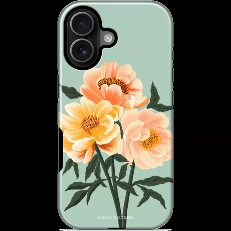 Peony in Mint Phone Case