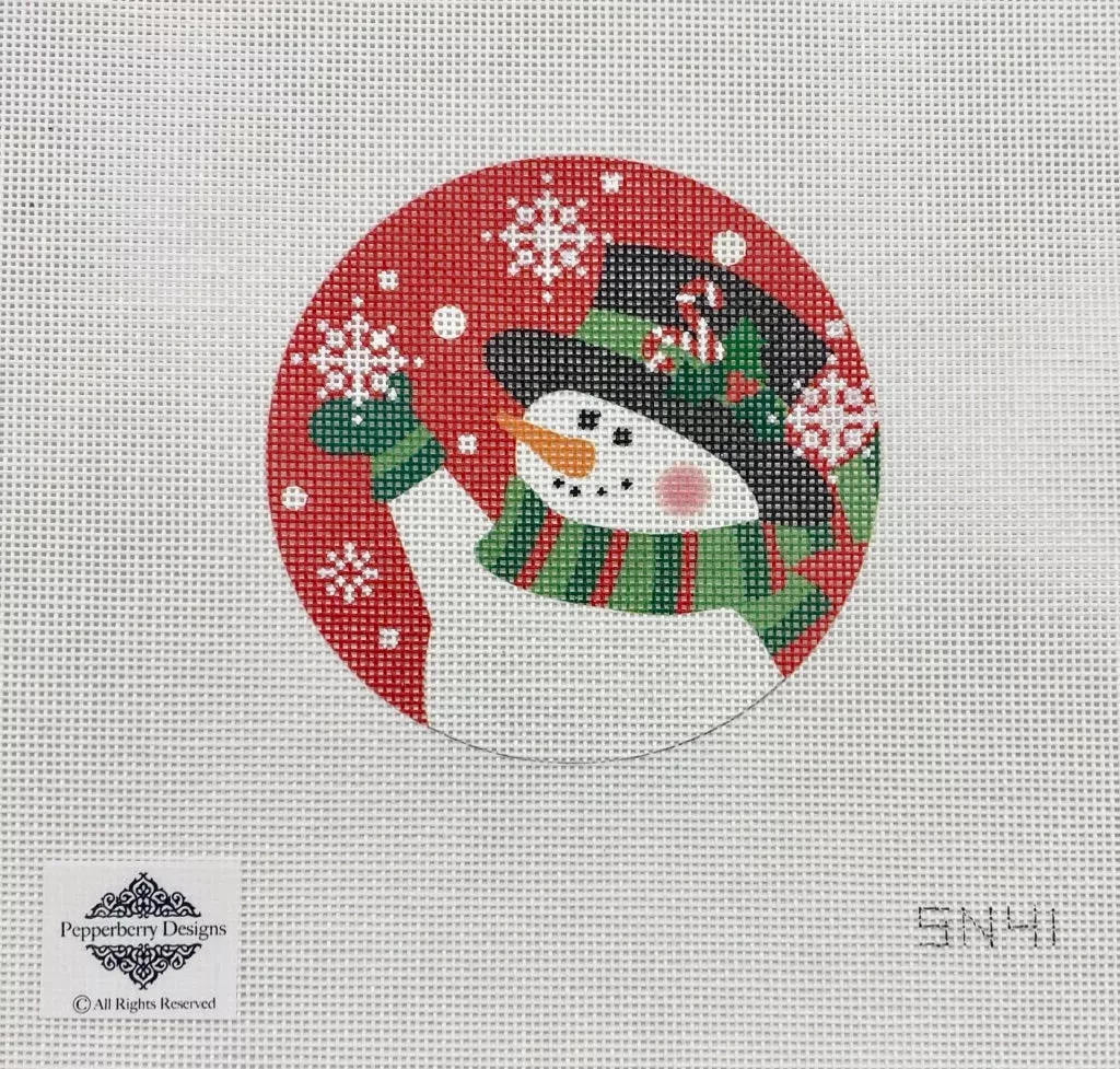 Pepperberry Candy Cane Snowman Ornament