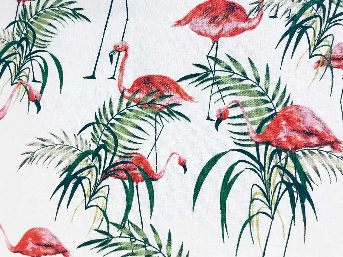 Permies Flamingo - Kitschy Novelty Linen Print Fabric
