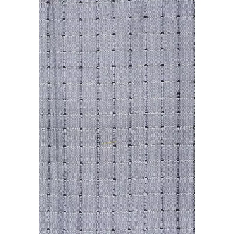 Pewter Gray Silk Shantung Windowpane 44″ Fabric