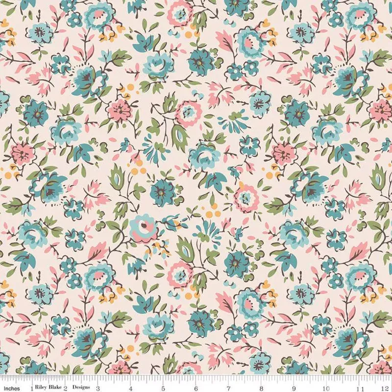 Piece and PlentyWide Back Quilting Fabric – Floral – Latte – 108″