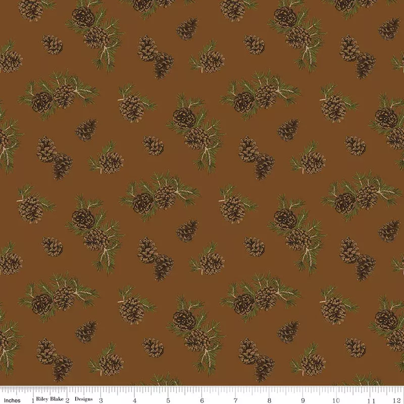 Pine Grove Brown Pinecones Yardage by RBD Designers for Riley Blake Designs
