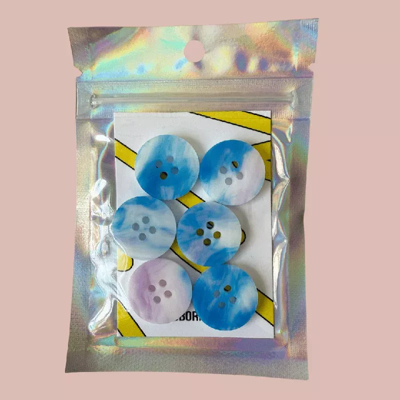 Pink and Blue Marbled Circle Button Set – 0.75″