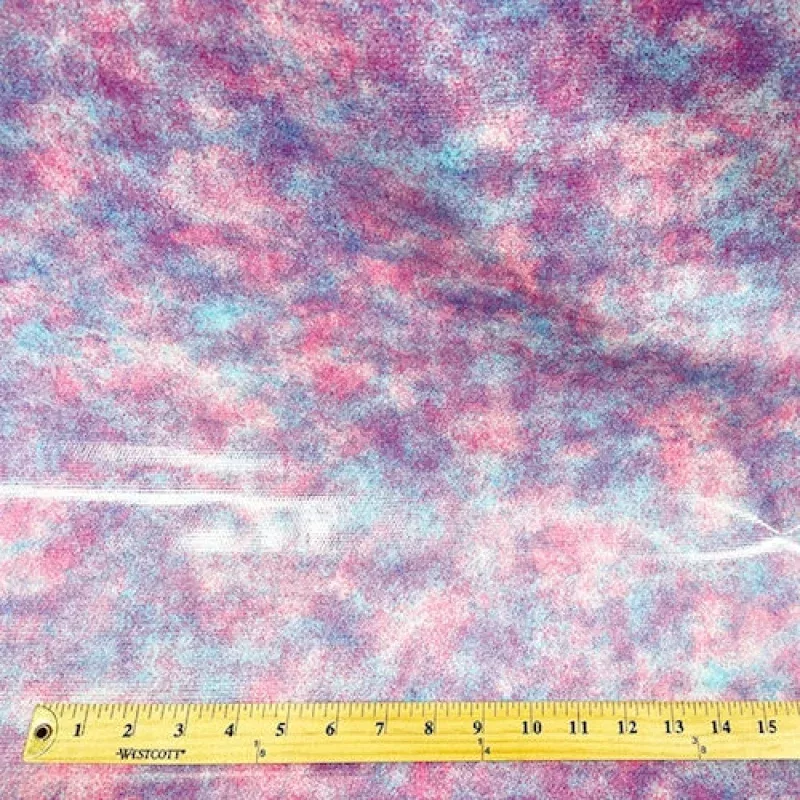 Pink/Blue Tie Dye Oilcloth Fabric - Reorderable