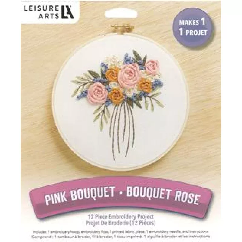Pink Bouquet Embroidery Kit