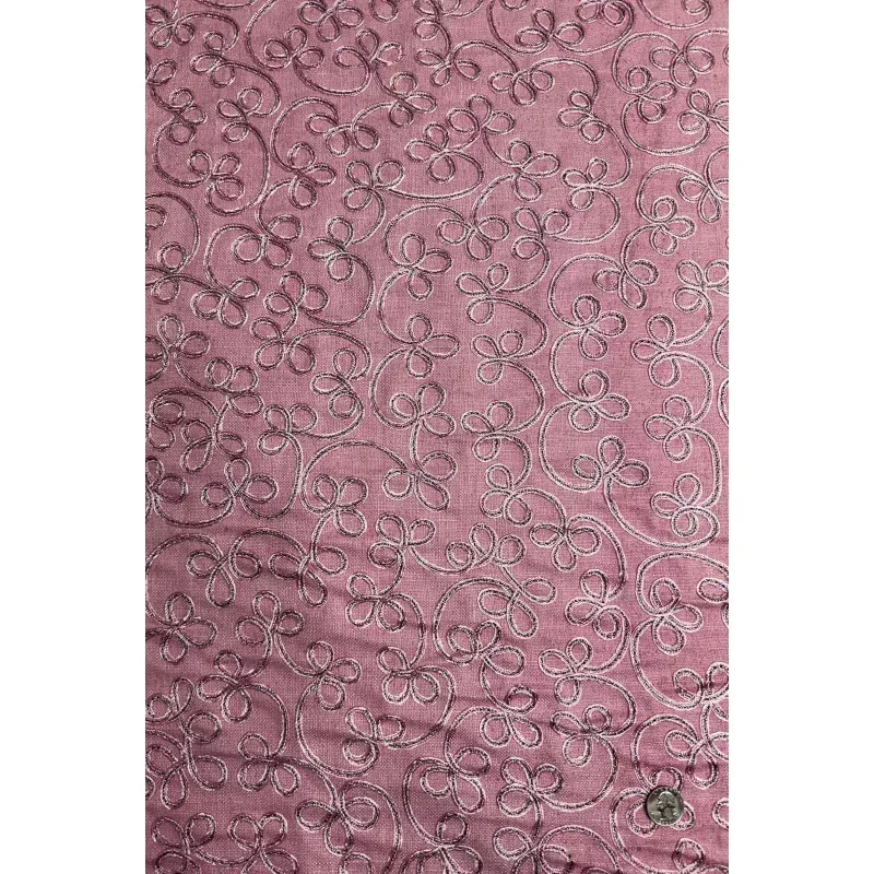 Pink Embroidered Silk Linen MEMT-020-011