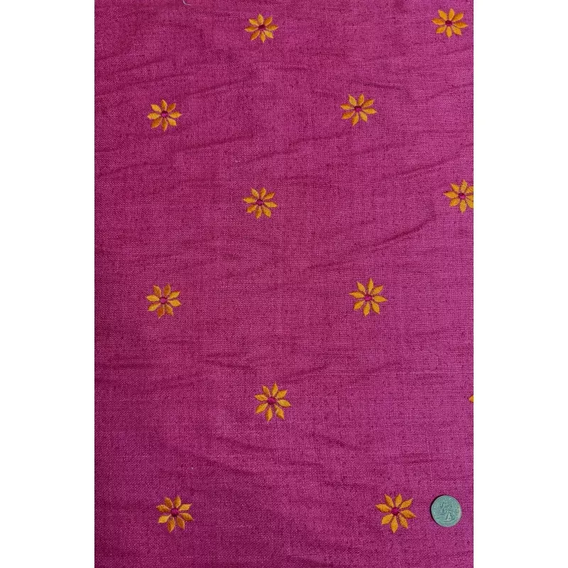 Pink Embroidered Silk Linen MEMT-023-15