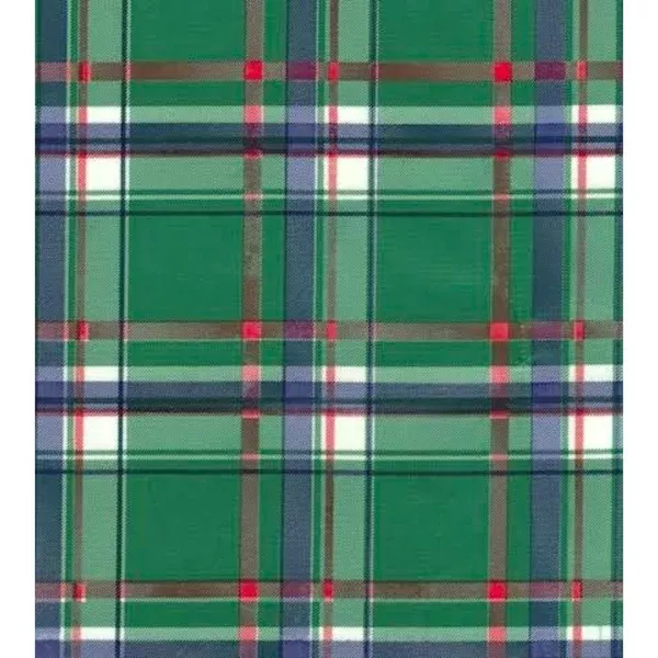 Plaid Green and Navy Blue Oilcloth Tablecloths