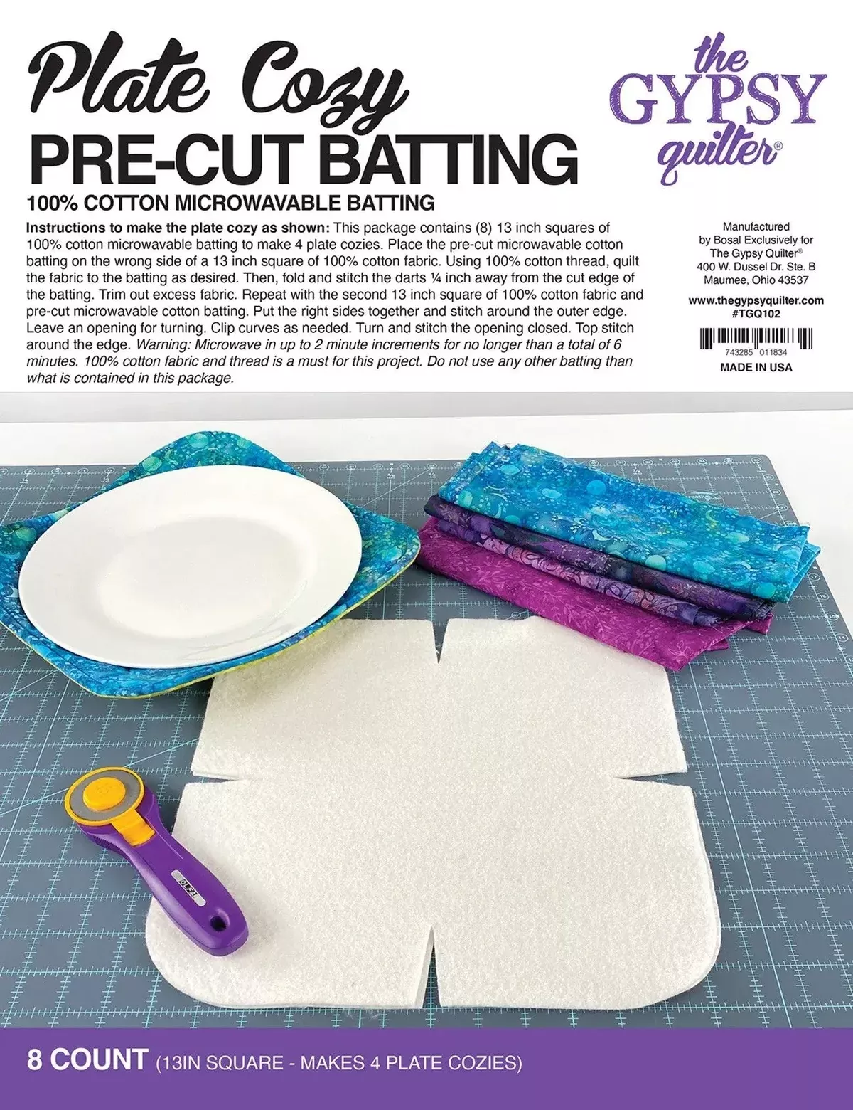 Plate Cozy Pre-Cut Batting8ct