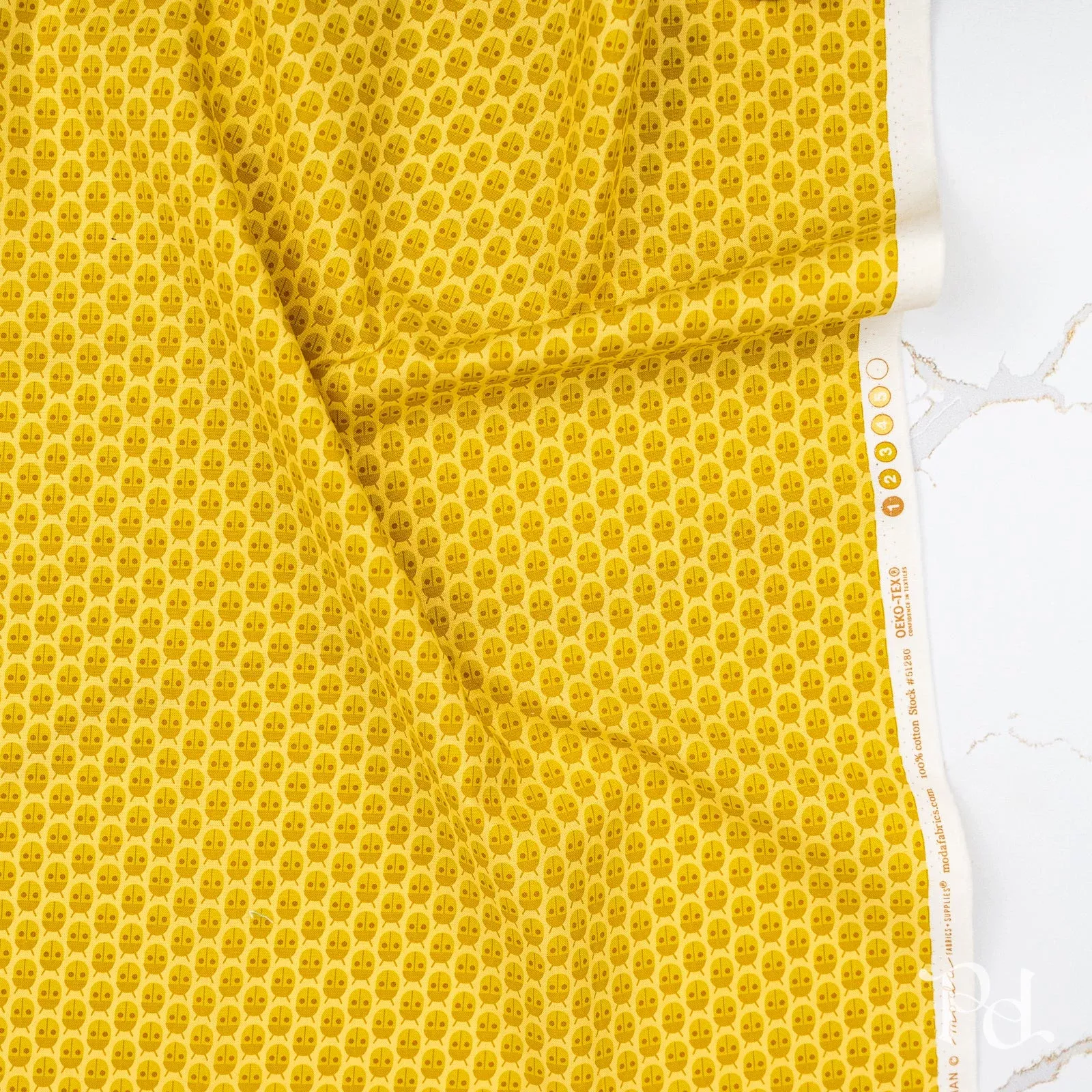 Popcorn Little Bugs in Lemon – by Elizabeth Hartman for Moda (Preorder)