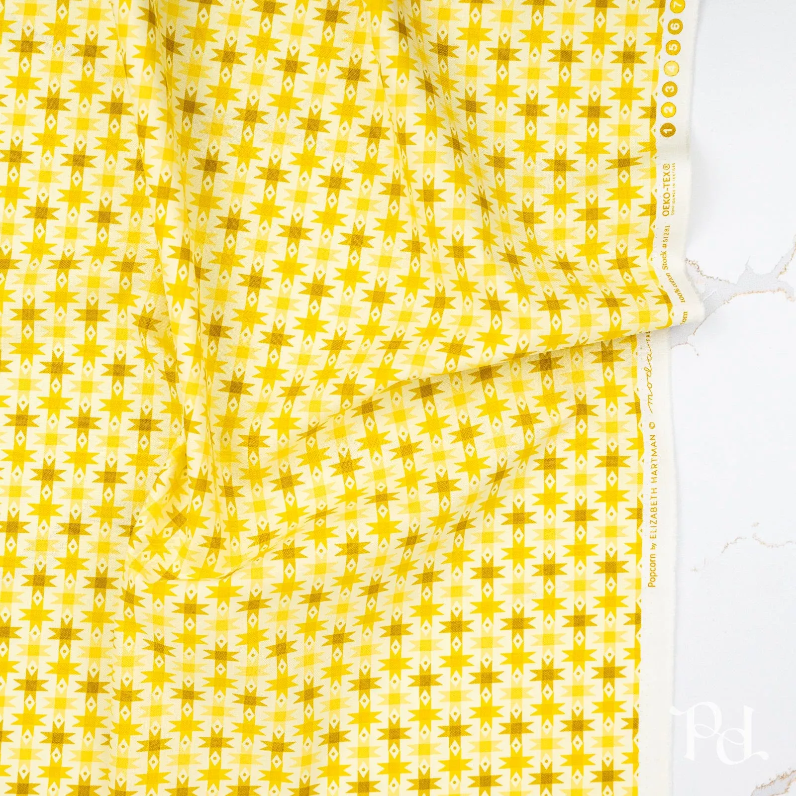 Popcorn Ribbon Stars in Sunshine – by Elizabeth Hartman for Moda (Preorder)