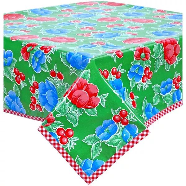 Poppy Green Oilcloth Tablecloths