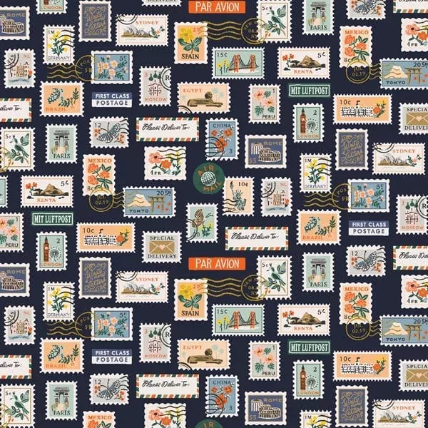 Postage Stamps – Navy Metallic