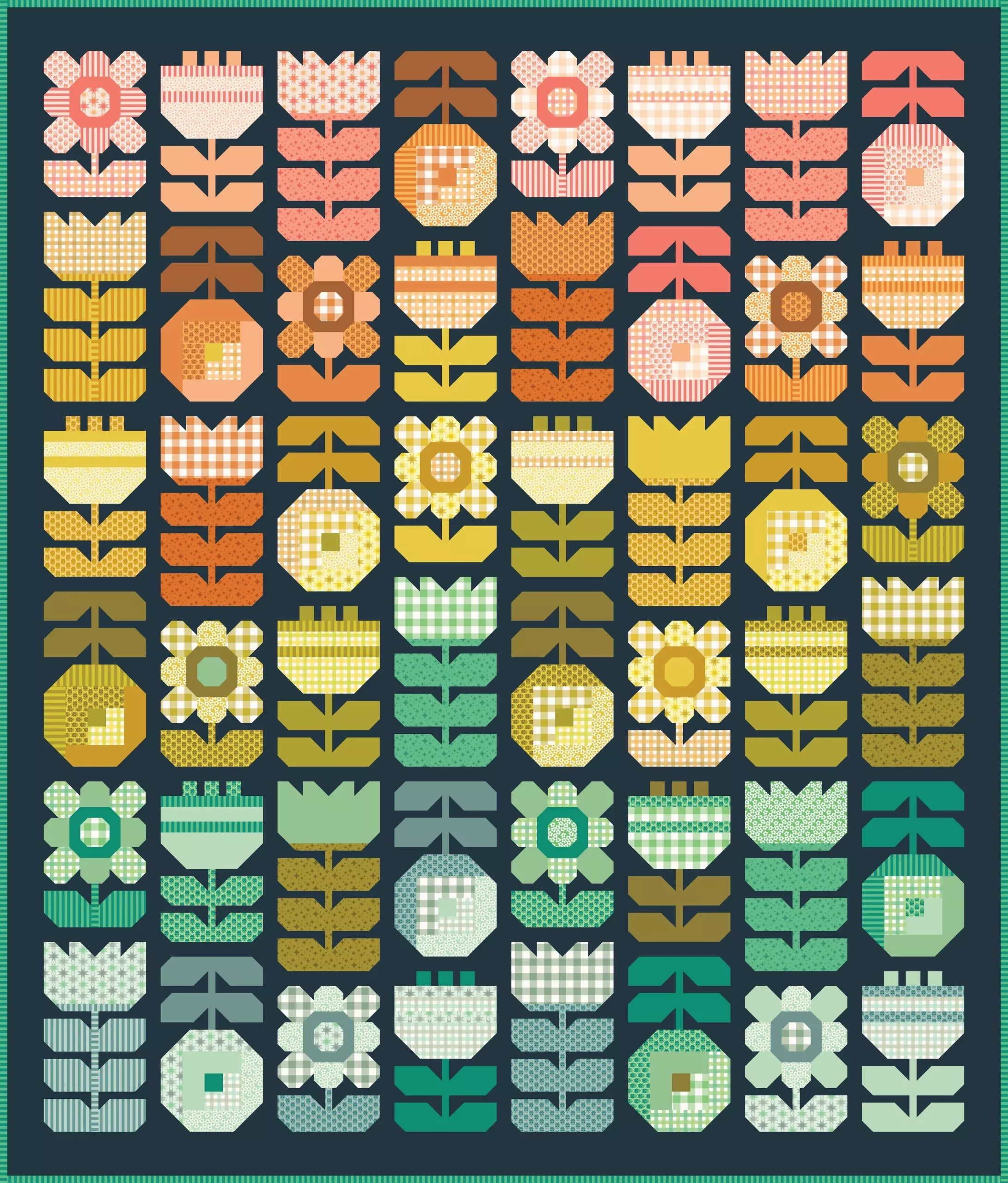 Posy {Dark} Fabric-Only Quilt Kit (Preorder)
