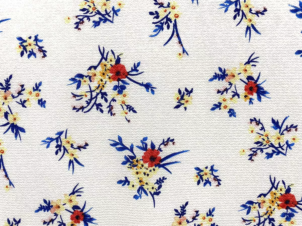 PPC248-14 Bright and Tiny - Colorful Floral on White Bubble Crepe Georgette Fabric