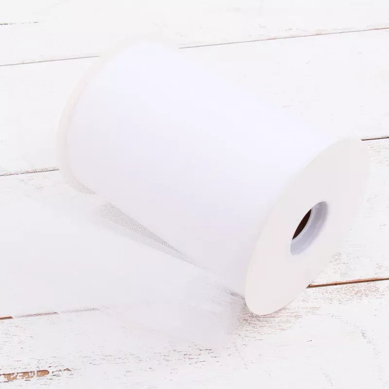 Premium Soft Tulle Fabric Mega Roll – 100 Yards by 6″ Wide – White