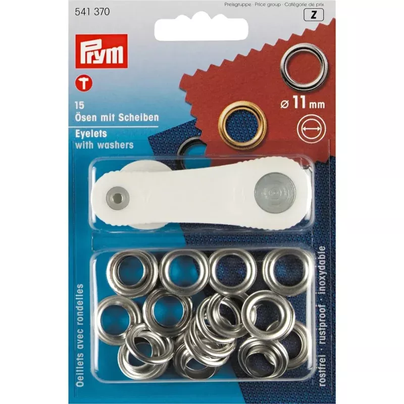 Prym Eyelets And Washers 11mm Silver With Tools 15pc