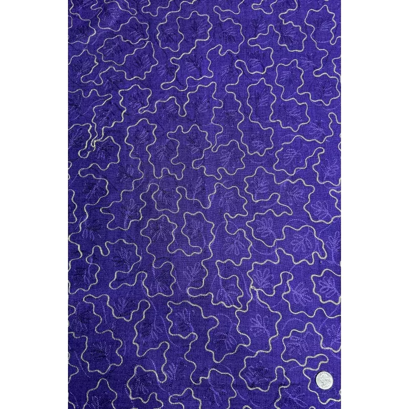 Purple Embroidered Silk Linen MEMT-010-04