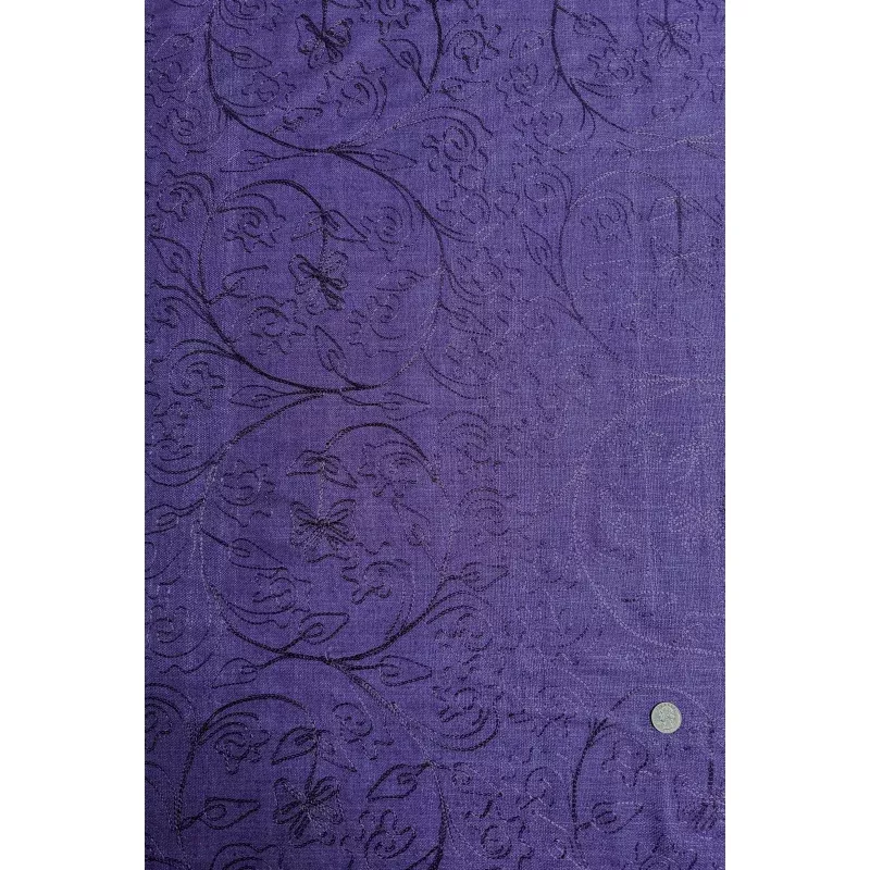 Purple Embroidered Silk Linen MEMT-018-05