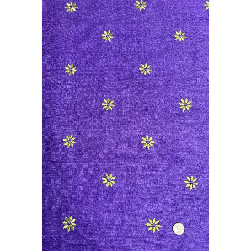 Purple Embroidered Silk Linen MEMT-023-18