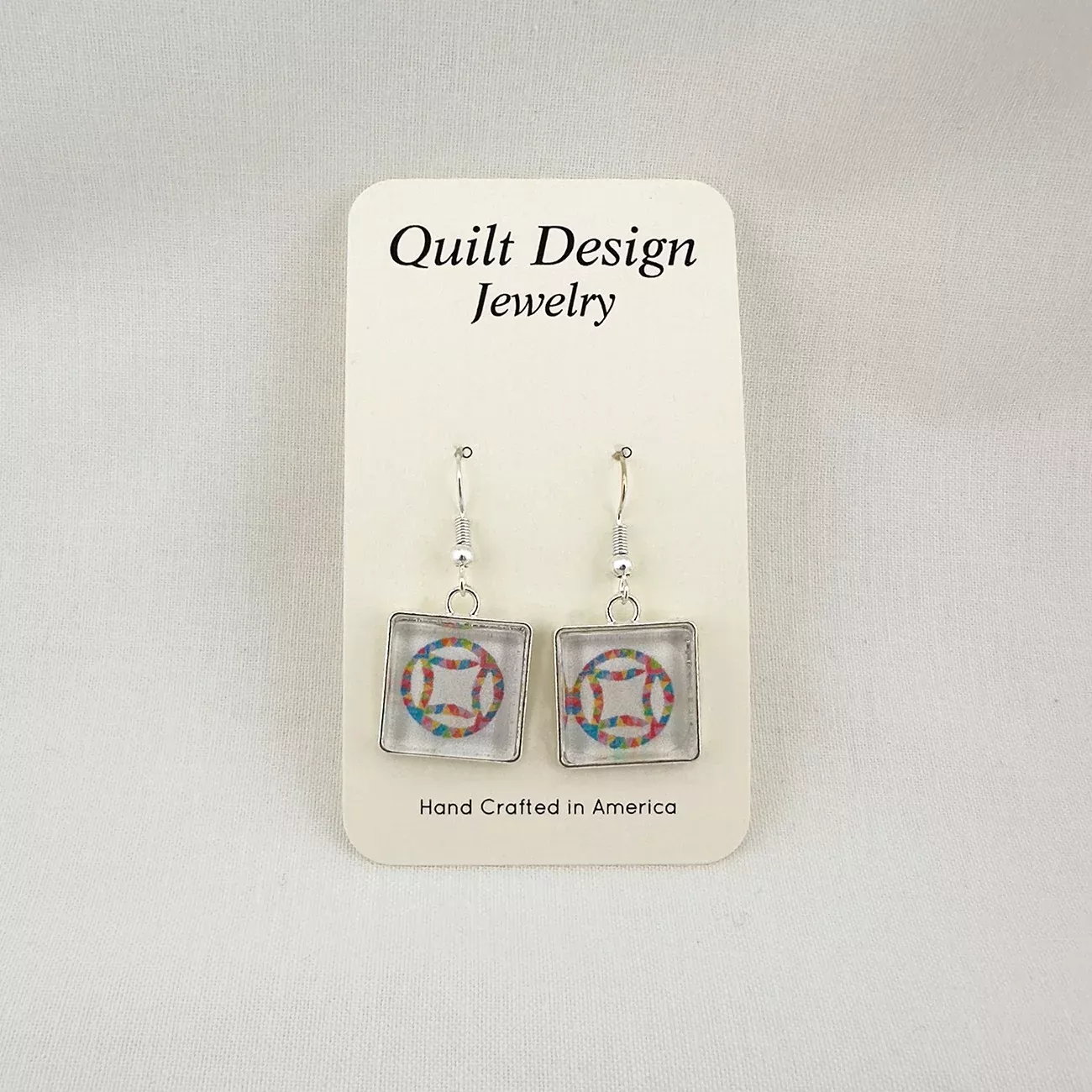 Quilt Earrings Double Wedding Ring Multi-Color