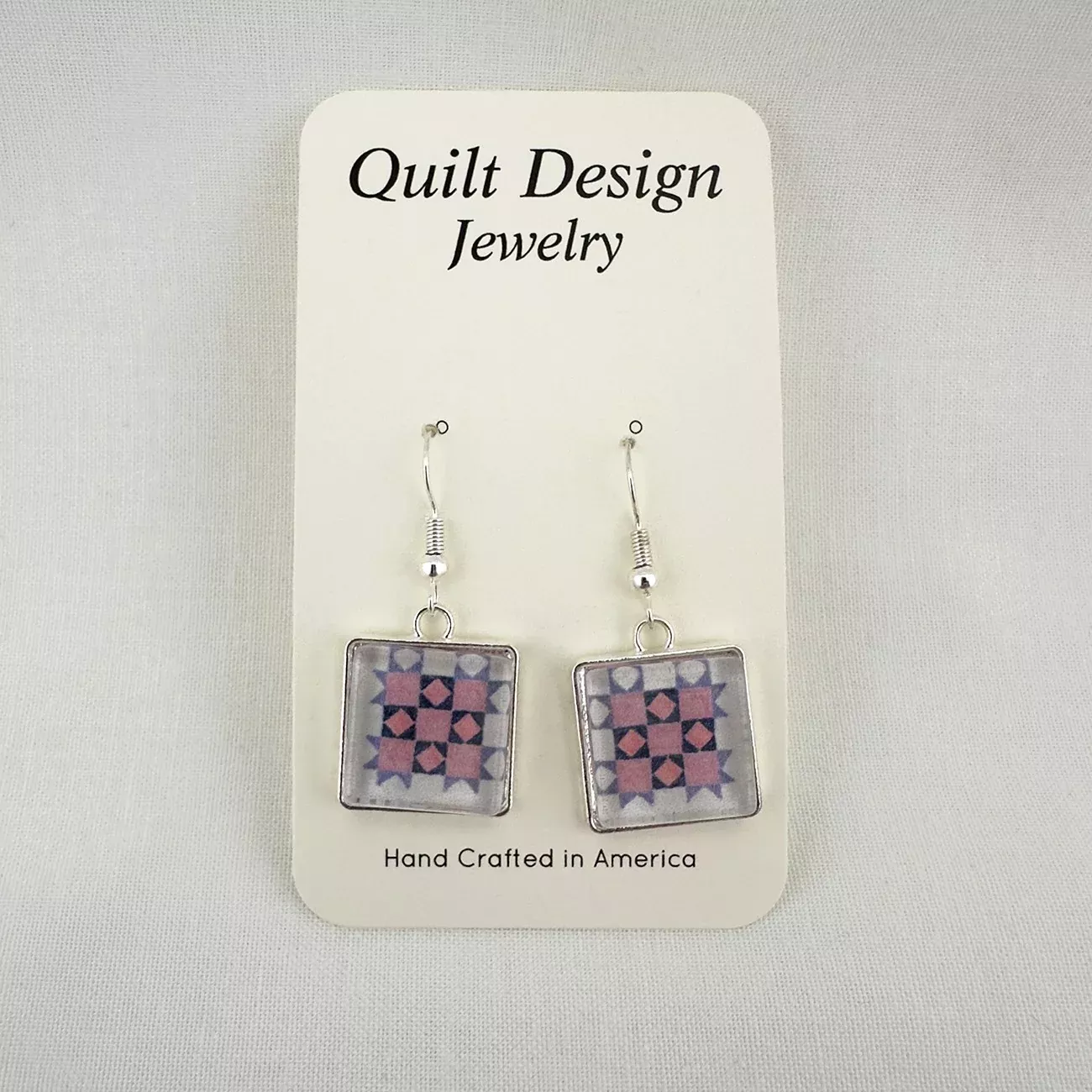 Quilt Earrings Patience Purple Pink