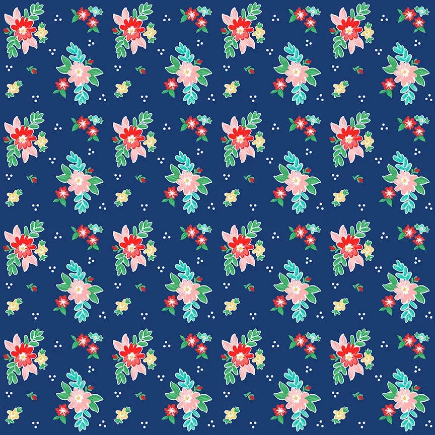 Quilt Fair – Floral Navy by Tasha Noel
