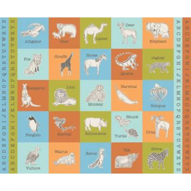 Quilt Panel – Animal Park Fun Panel – Block Panel 36″ x 44″
