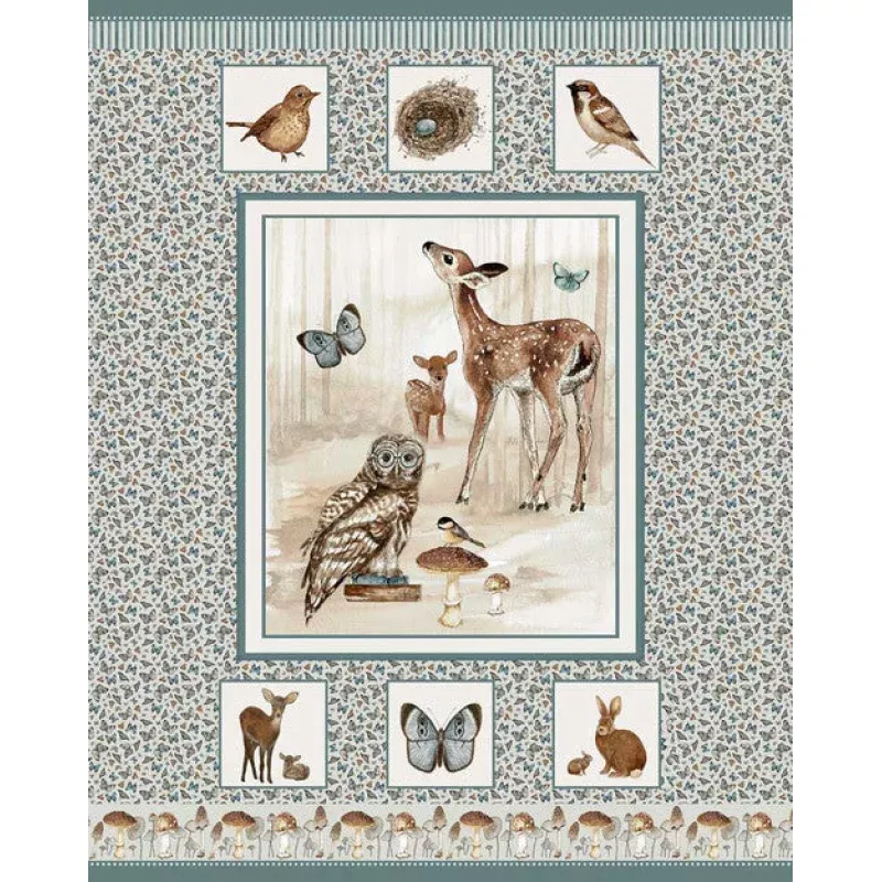 Quilt Panel – Whimsical Woods Minky – Multi