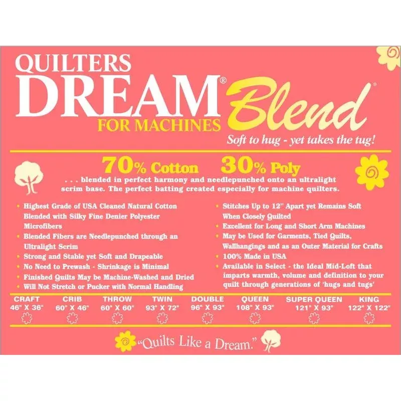 Quilter’s Dream Blend 70/30 for Machines Twin 72 x 90