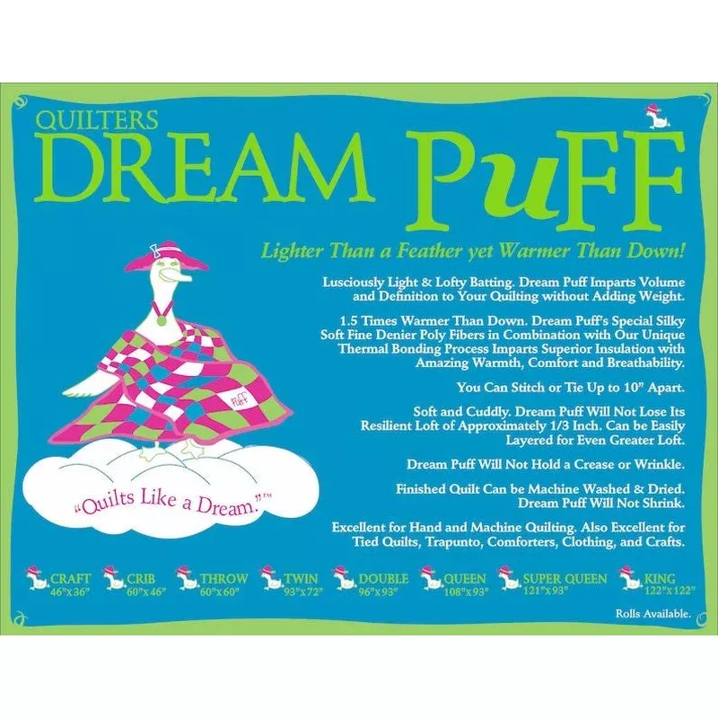 Quilters Dream Puff Batting BTR 93″ X 25 Yards