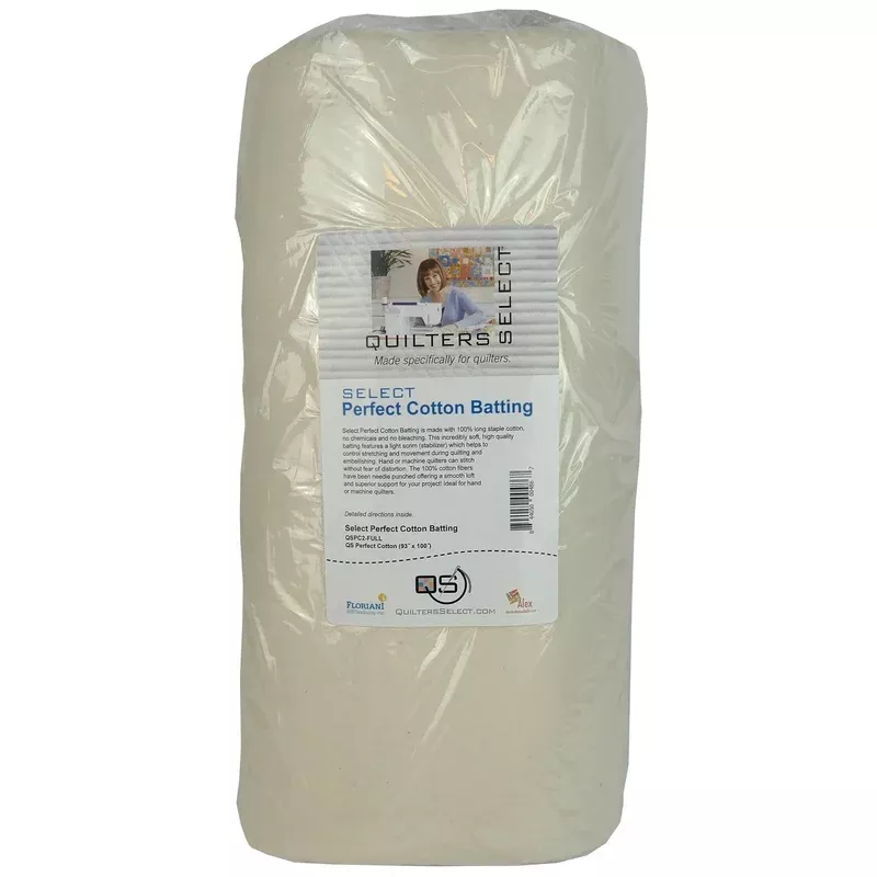 Quilters Select Perfect Cotton Batting 93″ x 100″ – Full Cut